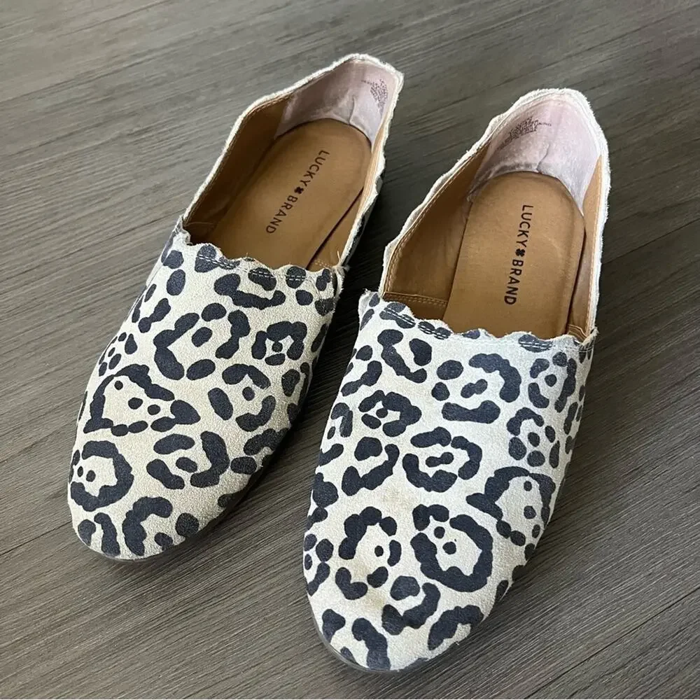 Lucky Brand Cloeey Leopard Suede Slide Mule Slip On 10M